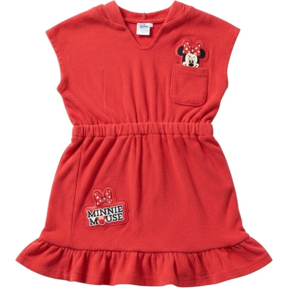 Disney Minnie Mouse terry cloth swim cover-up dress beach towel Sz 5T hooded